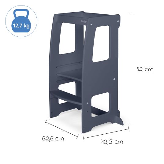 Babybay Torre didattica Littlefoot, regolabile in altezza in 3 posizioni, in legno di faggio - verniciata grigio ardesia