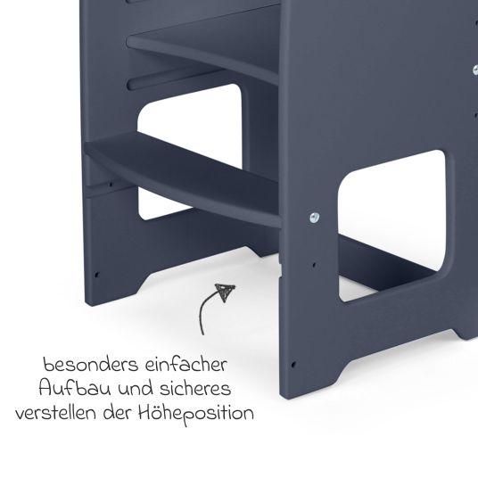 Babybay Lernturm Littlefoot 3-fach höhenverstelbar aus Buchenholz - Schiefergrau lackiert