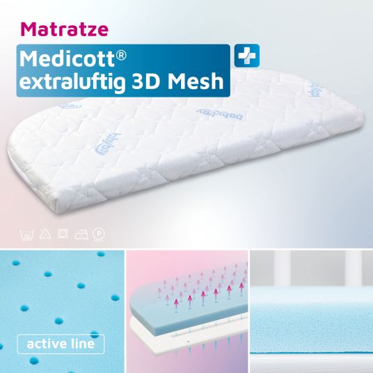 Babybay Materasso Medicott extra airy 3D Mesh per co-sleeper Maxi, Boxspring, Comfort Plus - Bianco