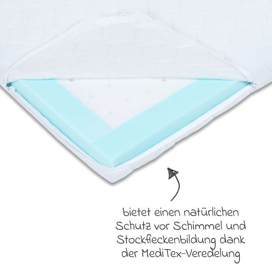 Babybay Matratze Medicott extraluftig für Maxi, Boxspring, Comfort Plus Kinderbettumbausatz - Weiß