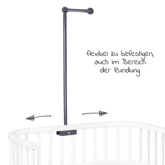 Babybay Mobile holder for all models with round bars - painted slate gray