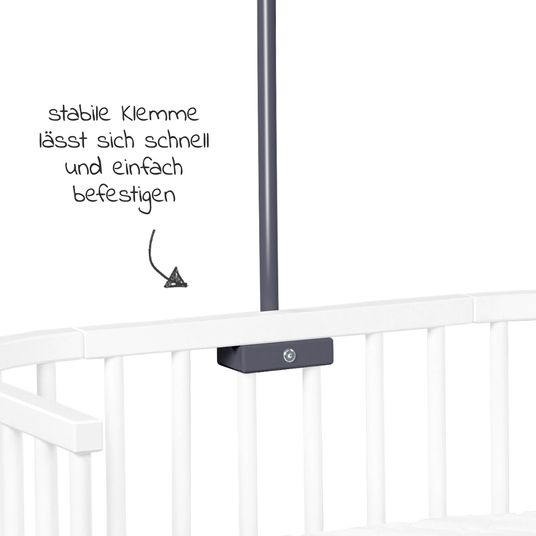 Babybay Mobilehalterung für alle Modelle mit Rundstäben - Schiefergrau lackiert