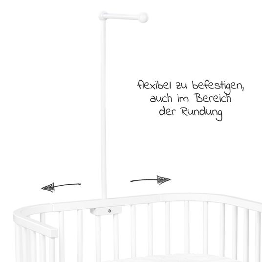Babybay - Mobilehalterung für alle Modelle mit Rundstäben - Weiß lackiert 