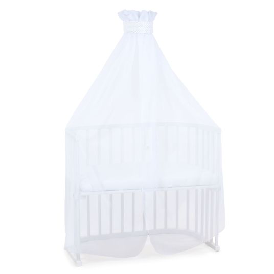 Babybay Mosquito net and canopy for all co-sleeper beds up to 96 cm long - White dots - Pearl gray