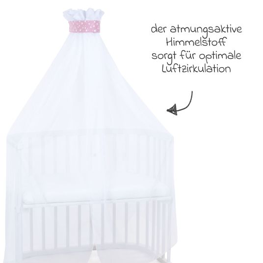 Babybay Mosquito net and canopy for all co-sleeper beds up to 96 cm long - Stars Berry - White