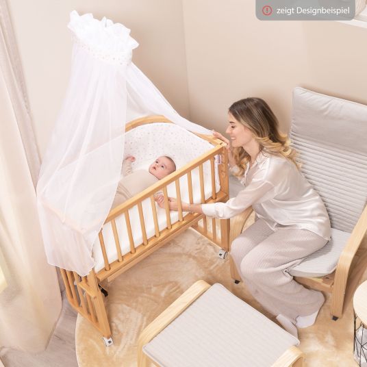 Babybay Mosquito net and canopy for all co-sleeper beds up to 96 cm long - Stars Berry - White