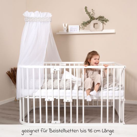 Babybay Mosquito protection and canopy for all co-sleeper beds up to 96 cm long - Stars pearl gray - white