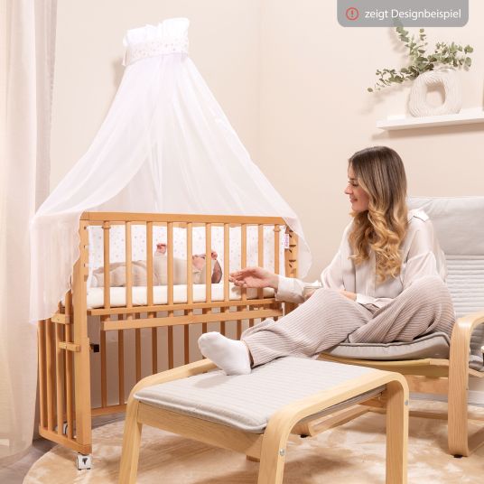 Babybay Mosquito net and canopy for all co-sleeper beds up to 96 cm long - Stars Taupe - White
