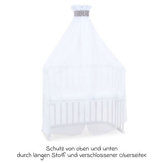Babybay Mosquito net and canopy for all co-sleeper beds up to 96 cm long - Stars Taupe - White