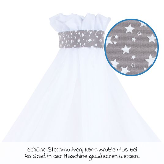 Babybay Moskitoschutz und Himmel für alle Beistellbetten bis 96 cm Länge - Sterne Taupe - Weiß