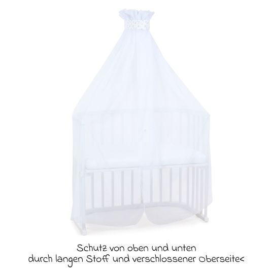 Babybay Mosquito net and canopy for all co-sleeper beds up to 96 cm long - Stars White - Pearl gray