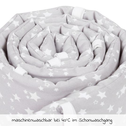 Babybay Nestchen aus Piqué für Beistellbett Maxi, Boxspring, Comfort, Comfort Plus - Sterne Weiß - Perlgrau