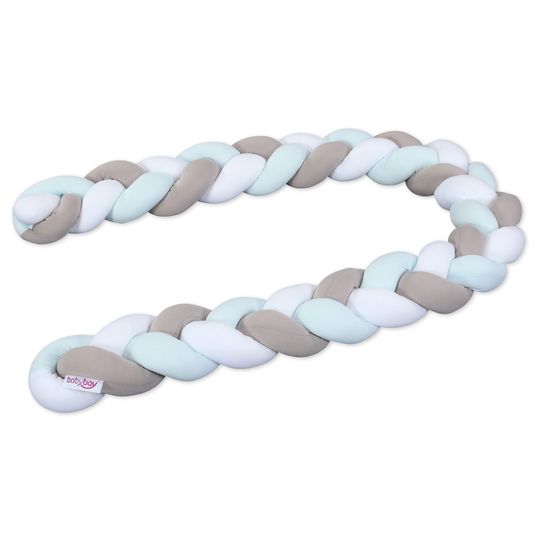 Babybay Nestchenschlange geflochten für alle Babybay Beistellbetten 180 cm - Weiß - Beige - Aqua