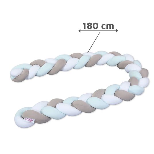 Babybay Nestchenschlange geflochten für alle Babybay Beistellbetten 180 cm - Weiß - Beige - Aqua