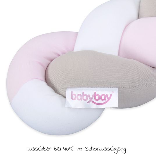 Babybay Nestchenschlange geflochten für alle Babybay Beistellbetten 180 cm - Weiß - Beige - Rosé