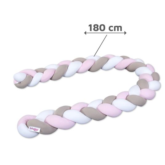 Babybay Nest snake braided for all Babybay co-sleepers 180 cm - White - Beige - Rosé
