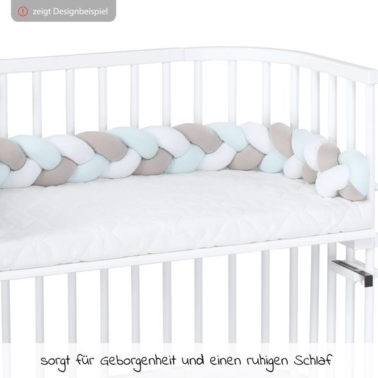 Babybay Nestchenschlange geflochten für Kinderbetten 200 cm - Weiß - Beige - Aqua