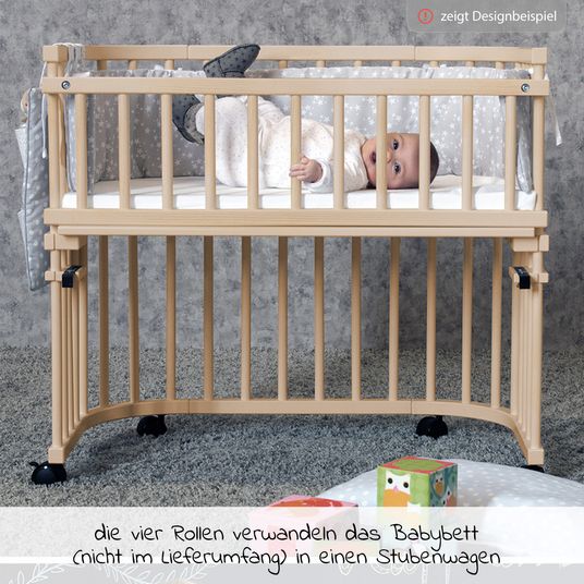Babybay Parquet castor set incl. fastening sleeves suitable for all Babybay beds - white