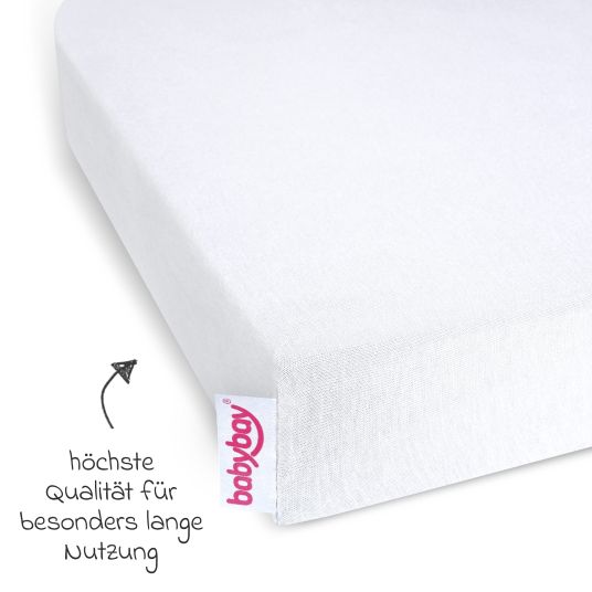 Babybay Fitted sheet 2-pack deluxe made of jersey for co-sleeper Maxi, Midi, Boxspring, Comfort, Comfort Plus 89 x 50 cm - White