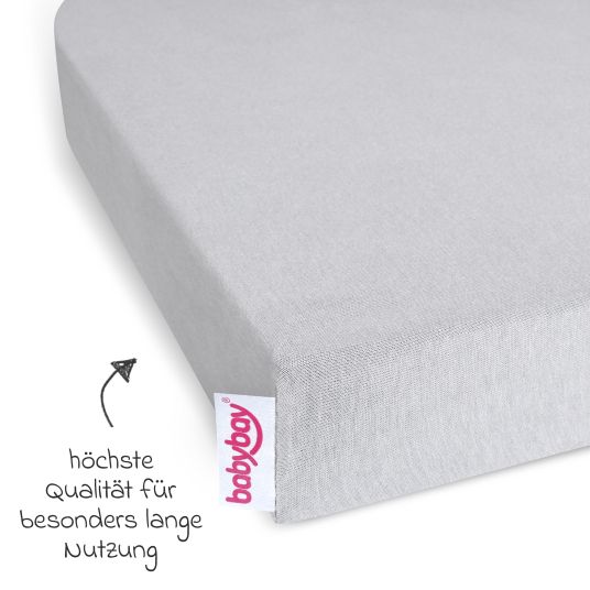 Babybay Fitted sheet 2-pack deluxe made of jersey for co-sleeper Maxi, Midi, Boxspring, Comfort, Comfort Plus 89 x 50 cm - soft gray