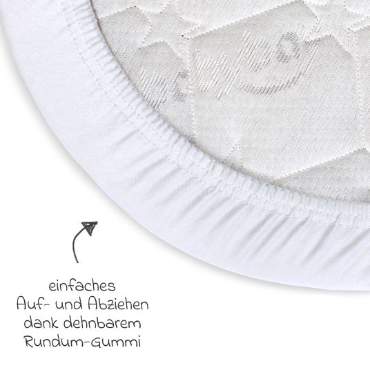 Babybay Spannbetttuch 2er Pack Deluxe aus Jersey für Beistellbett Original 89 x 50 cm - Weiß