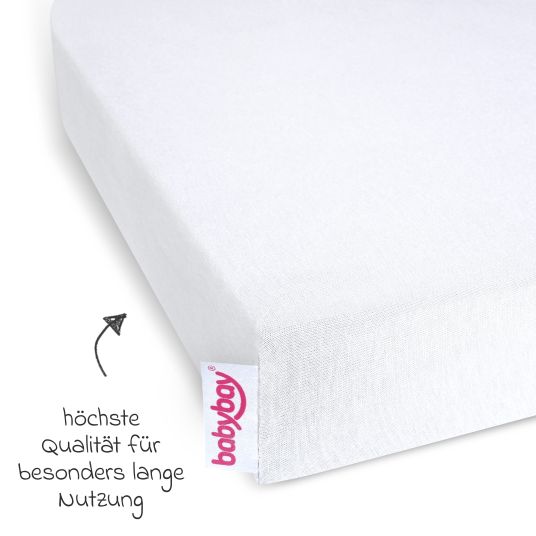 Babybay Spannbetttuch 2er Pack Deluxe aus Jersey für Beistellbett Original 89 x 50 cm - Weiß