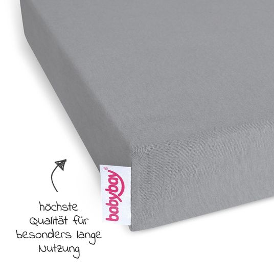 Babybay Spannbetttuch Deluxe aus Jersey für Beistellbett Maxi, Midi, Boxspring,Comfort, Comfort Plus 89 x 50 cm - Grau