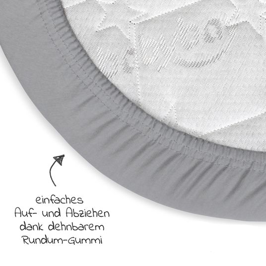 Babybay Spannbetttuch Deluxe aus Jersey für Beistellbett Original 43 x 81 cm - Grau