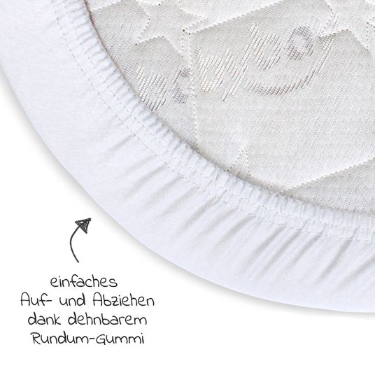 Babybay Spannbetttuch Deluxe aus Jersey für Beistellbett Original 43 x 81 cm - Weiß