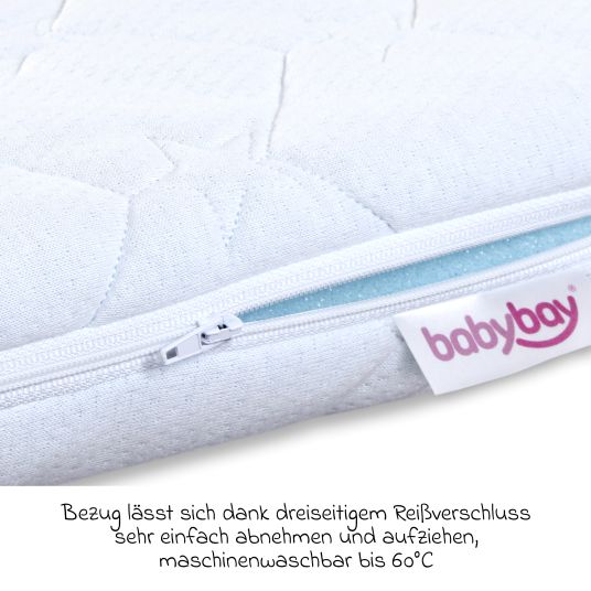 Babybay Rivestimento premium sfoderabile per il materasso a rete 3D extra-aria Medicott per co-sleeper Maxi, Boxspring, Comfort Plus - Bianco
