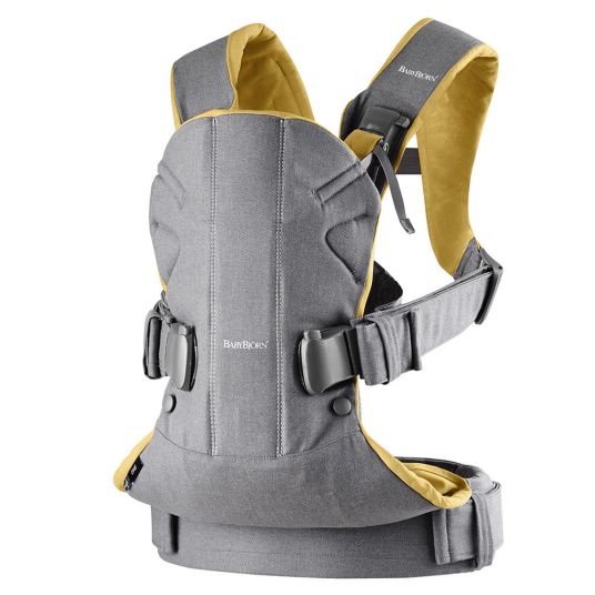 BabyBjörn Baby Carrier One Cotton Mix Baby Power - Grey Yellow
