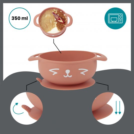 Babymoov 2 pcs Silicone Eating Set Bowl with Suction Base + Spoon - Tast'ISY - Fox