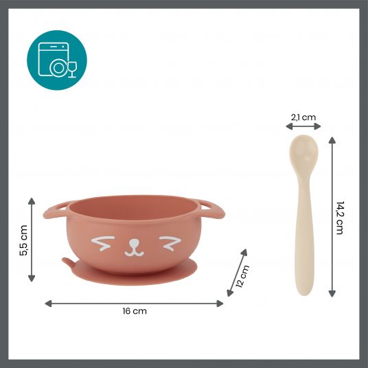 Babymoov 2 pcs Silicone Eating Set Bowl with Suction Base + Spoon - Tast'ISY - Fox