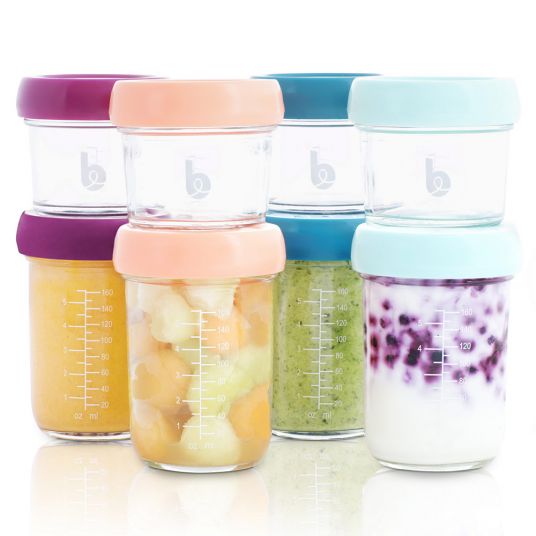 Babymoov Storage jar pack of 8 glass Babybols 120 + 240 ml