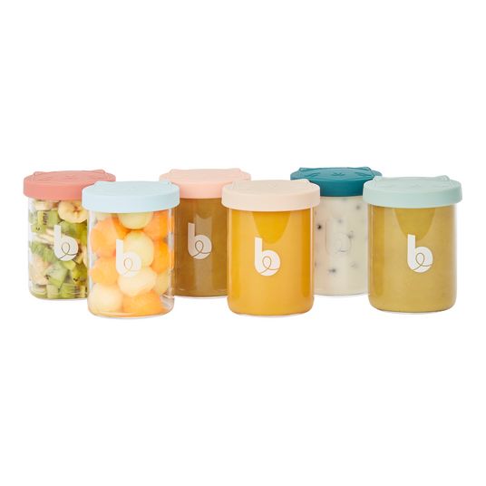Babymoov Nutribaby glass baby food maker + FREE storage container 6-pack ISY Bowls made of glass - Green Forest