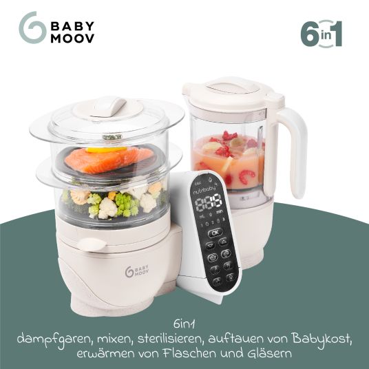 Babymoov Nutribaby Plus baby food maker - gentle steaming, blending, sterilizing, reheating & defrosting - Mineral Beige