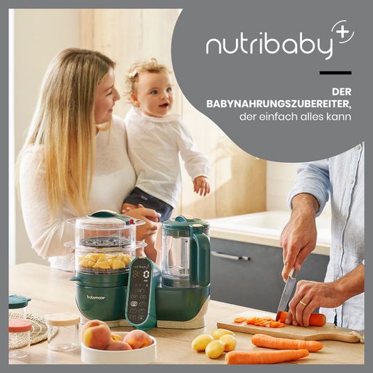Babymoov Nutribaby Plus baby food maker - gentle steaming, blending, sterilizing, reheating & defrosting - Opal Green