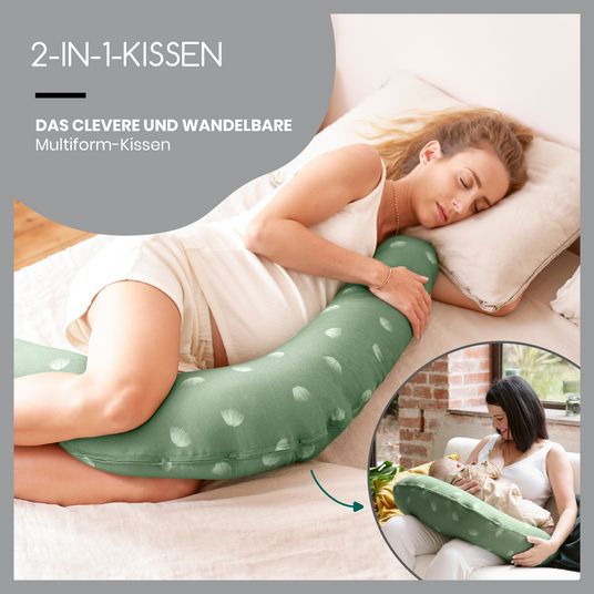 Babymoov Nursing pillow 2 in 1 B-Love - with microbead filling incl. 2 organic covers - Wind Green