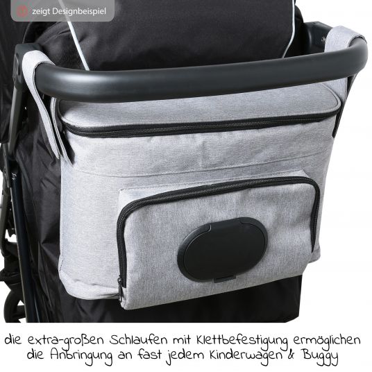 Babyruf Stroller organizer BO 300 with shoulder strap & changing mat - Grey