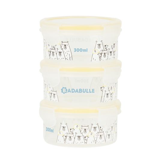 Badabulle Storage container 3-pack Maxibox 300 ml - Happy Bears