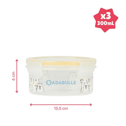 Badabulle Storage container 3-pack Maxibox 300 ml - Happy Bears