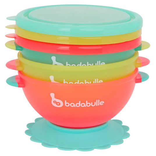 Badabulle Brew bowl 3 pack with lid & suction cup