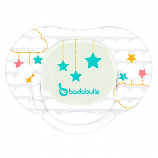 Badabulle Luminous pacifier 2-pack silicone 6-12 M - Star Dream - Turquoise