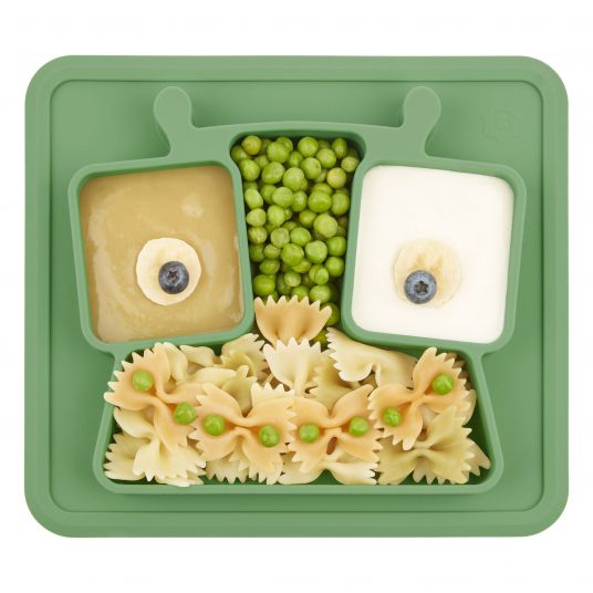 Badabulle Piatto da mangiare in silicone antiscivolo - Verde