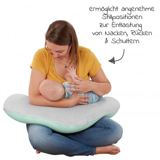 Badabulle Soffice cuscino per l'allattamento con imbottitura in microperle, fodera inclusa 150 cm