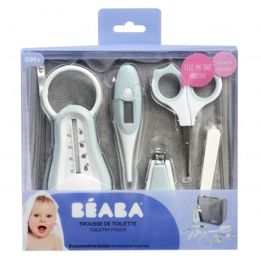 Beaba 10-piece grooming set with toilet bag - Green Blue