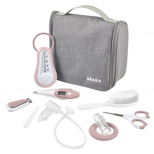Beaba 10-piece grooming set with toilet bag - Old Pink