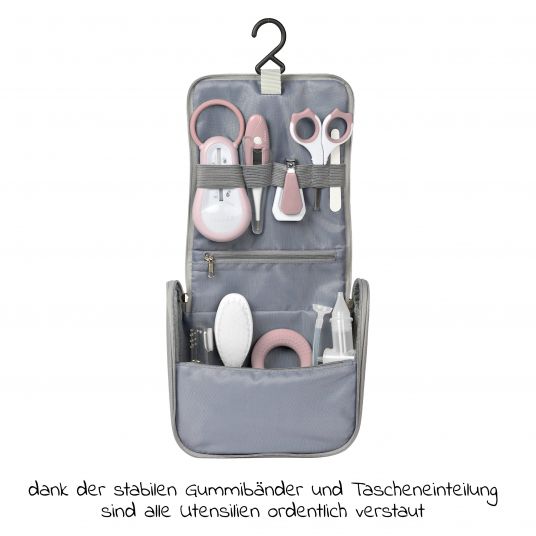 Beaba 10-piece grooming set with toilet bag - Old Pink