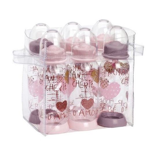 Beaba Set di bottiglie in PP Bebe d Amor Rosa Pastello - Confezione da 6