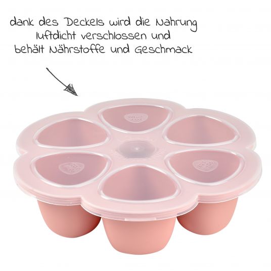 Beaba Silicone freezer mold Multiportions Flower 6 x 90 ml - Old Pink